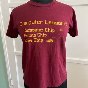 Dark Red Vintage Computer Unisex Tee